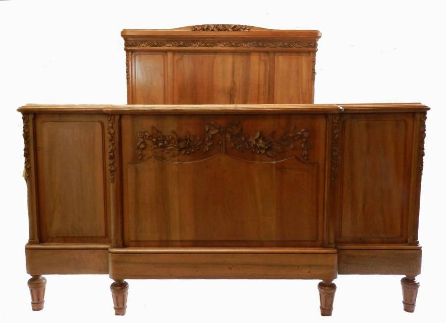 C19 Double or King French Bed  Base Walnut