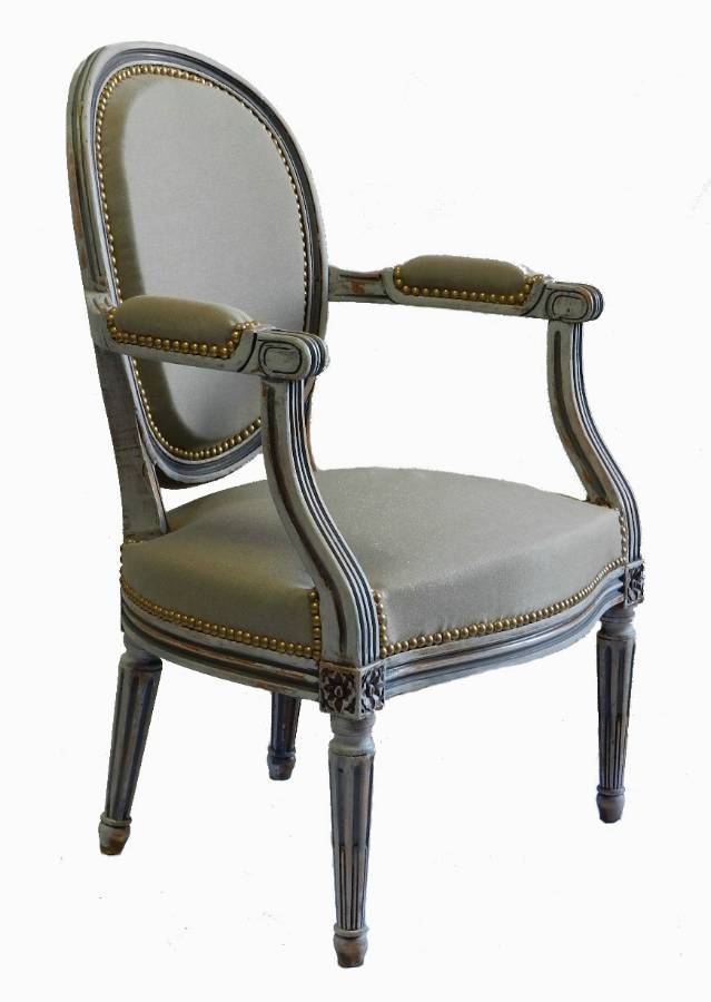 French painted Armchair  Medallion Back