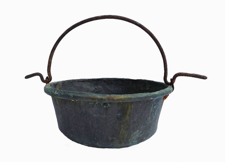 C19 French Copper Basin Hanging Bowl Planter