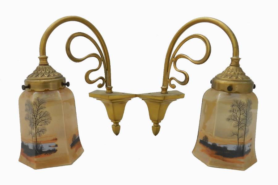 Pair of French Art Nouveau Wall Lights Appliques matching chandelier available