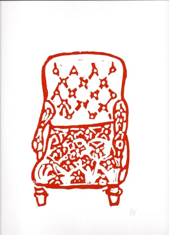 Button Back Chair red