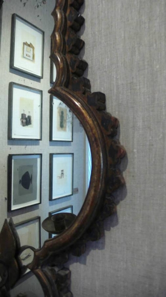 Antique c1910 Gilt Sconce Mirror