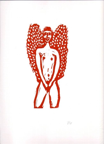 Kneeling Angel with Wings red