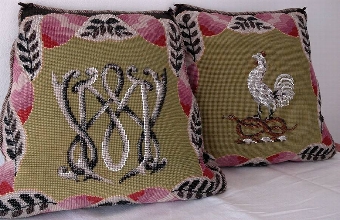 Antique Pair of C19th French Beaded Cushions