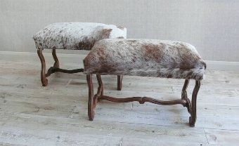 Pair of French Cow Hide Stools