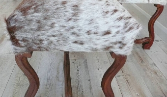 Antique Pair of French Cow Hide Stools