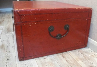 Antique Red Lacquered Trunk
