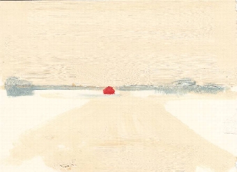 Untitled Red Hut and Landscape