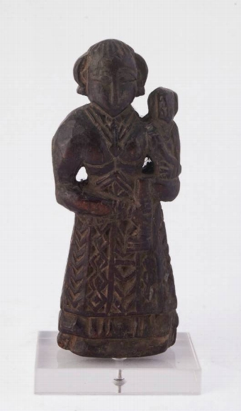 Wooden Folk Carving of Mother  Child