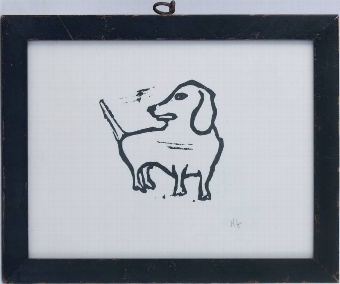 Wagging Dachshund in Vintage Frame