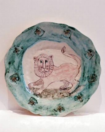 Claudia Rankin Lion Plate with Embossed Border