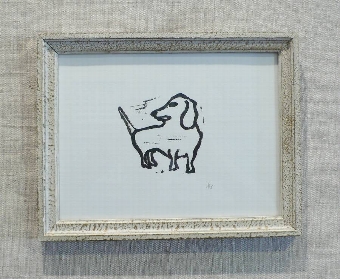 Wagging Dachshund in Vintage Frame