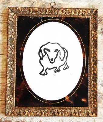 Dachsund Face On in Vintage Frame
