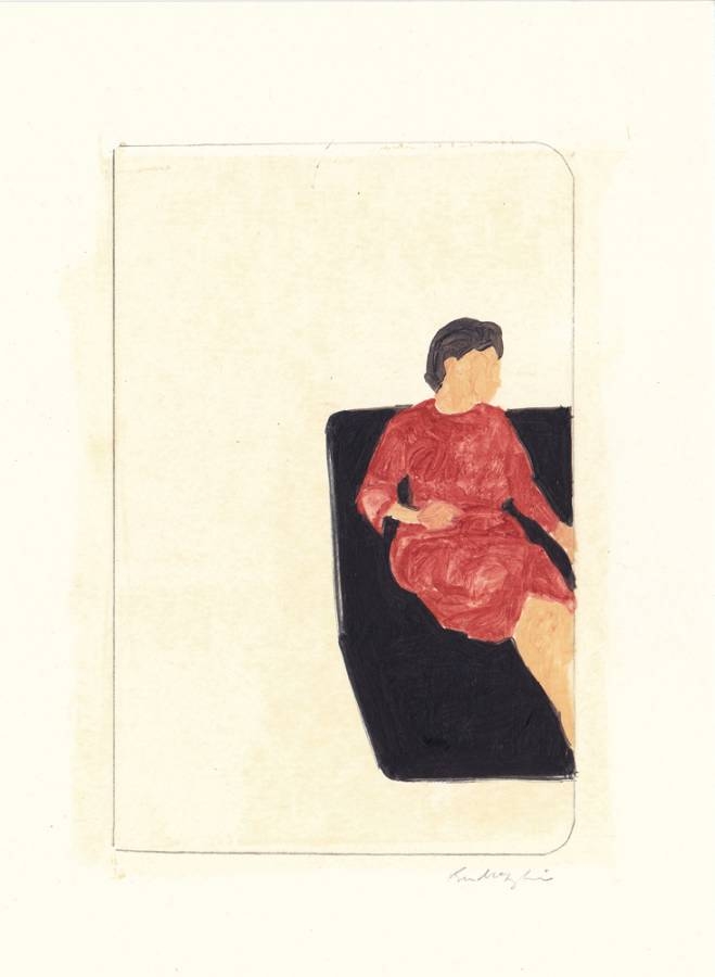 Antique Untitled Woman in Red Dress