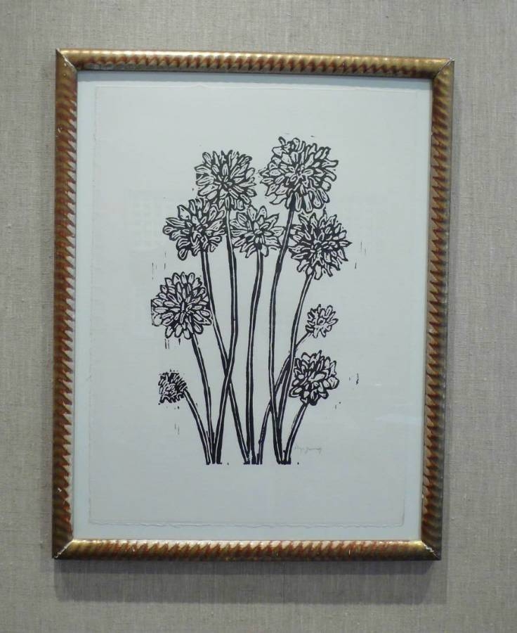 Antique Chrysanthemum in Vintage Frame