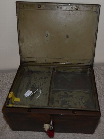 Antique 19th century steel locking under counter safe box