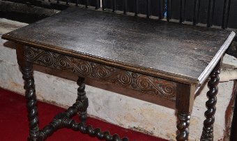 Antique Oak carved Gothic oak desk or writing table