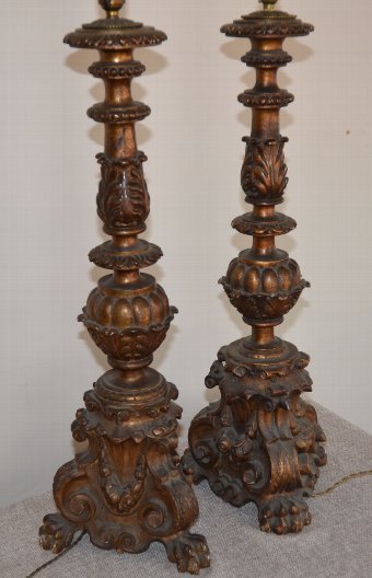 Pair of beautiful Lamp bases with decorative carving