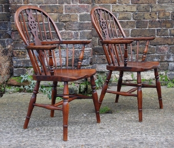 Pair of late Victorian ash, elm and beech childs windsor chairs, circa 1880