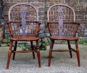 Antique Pair of late Victorian ash, elm and beech childs windsor chairs, circa 1880