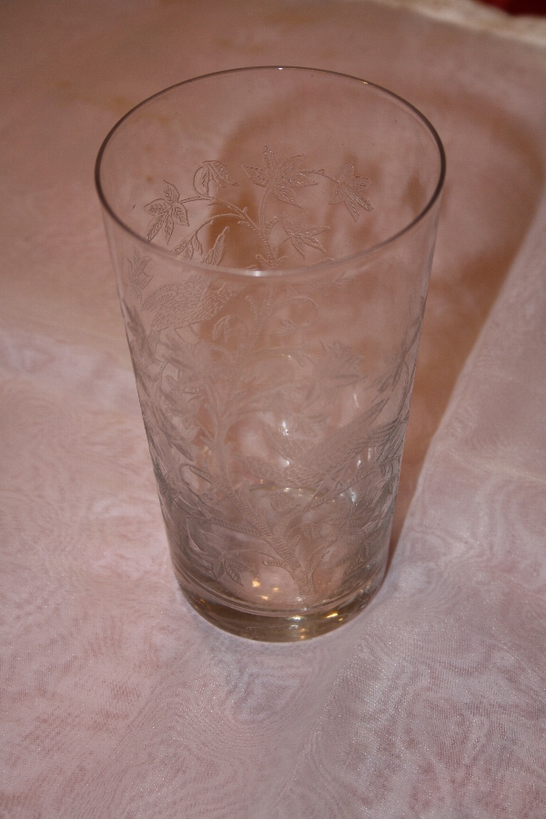 Antique Early Victorian etched glass beaker ANTIQUES.CO.UK