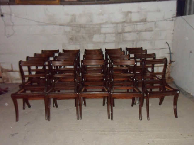 ANTIQUE VINTAGE RARE SET OF 20 MATCHING REGENCY GEORGIAN STYLE DINING CHAIRS