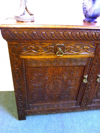 Antique French golden oak celtic Buffet sideboard Cabinet
