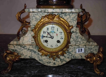 Antique French mantle clock garniture marble ormolu