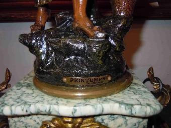 Antique French mantle clock garniture marble ormolu