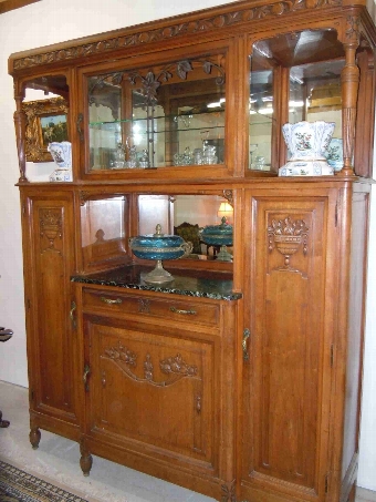 Antique Art Deco French mirrored back sideboard Buffet Cupboard Display Cabinet