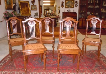 Super elegant Set of 6 French Louis XVI Style caned solid oak dining chairs