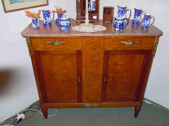 French Antique inlaid burr- walnut sideboard buffet cupboard cabinet with ormolu