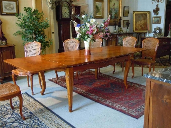 Antique Stunning French Louis XV style dining draw leaf solid cherrywood dining table