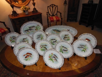 Stunning French Limoges porcelain 14 piece Fish Set/Service