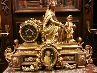 Noble really gorgeous original antique bronze clock 1800-1850