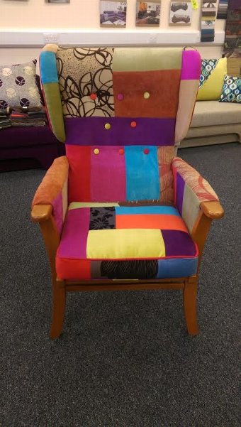 UNIQUE Reupholstered PARKER KNOLL Wingback Chair in Patchwork