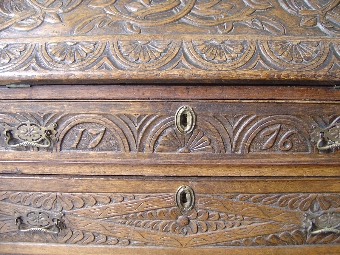 Antique 18th Century Carved Oak Writing Bureau 1776