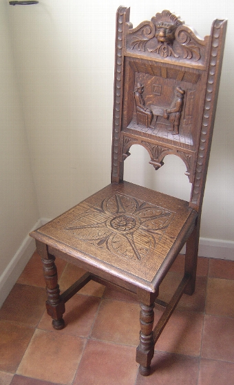A 19th Century Carved Oak Hall Chair