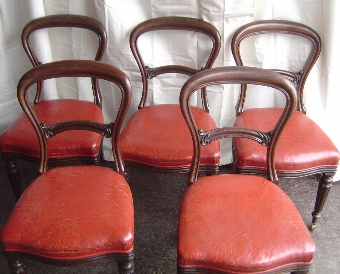 Antique A Set of Five Early Victorian Mahogany Dining Chairs