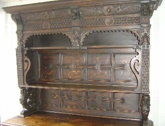 Antique A 19th Century Solid Oak Carved Dresser