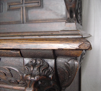 Antique A 19th Century Solid Oak Carved Dresser