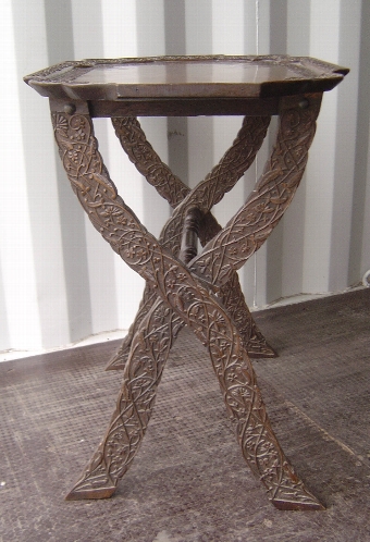 Antique Indian Hardwood Carved Side Table