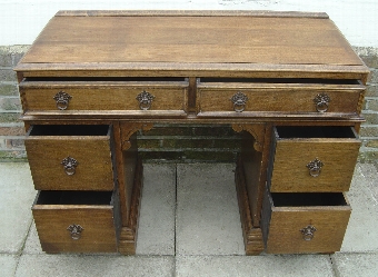 Antique An Oak Six Drawer Desk