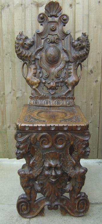 A 'Sgabello' Italian Walnut Back Stool early 19th Century