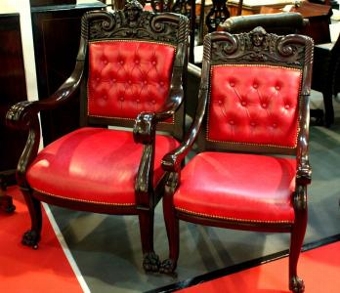 Rare Ladies & Gents Pair of Armchairs