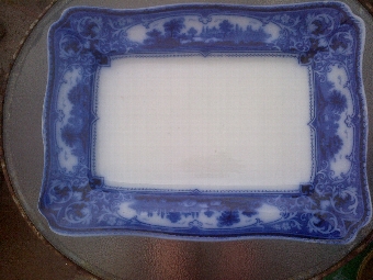 Victorian Pottery Meat Platter with flo blu decoration