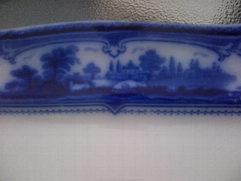 Antique Victorian Pottery Meat Platter with flo blu decoration