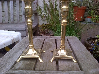 PAIR OF LATE 18TH CENTURY FRENCH BRASS CANDLESTICKS