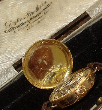 Antique ANTIQUE 9ct GOLD LARGE FACED LADIES WRIST WATCH GLASGOW 1924 BOXED FULLY WORKING