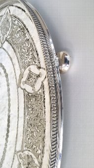 Antique  Victorian pierced and engraved silver plated Tray